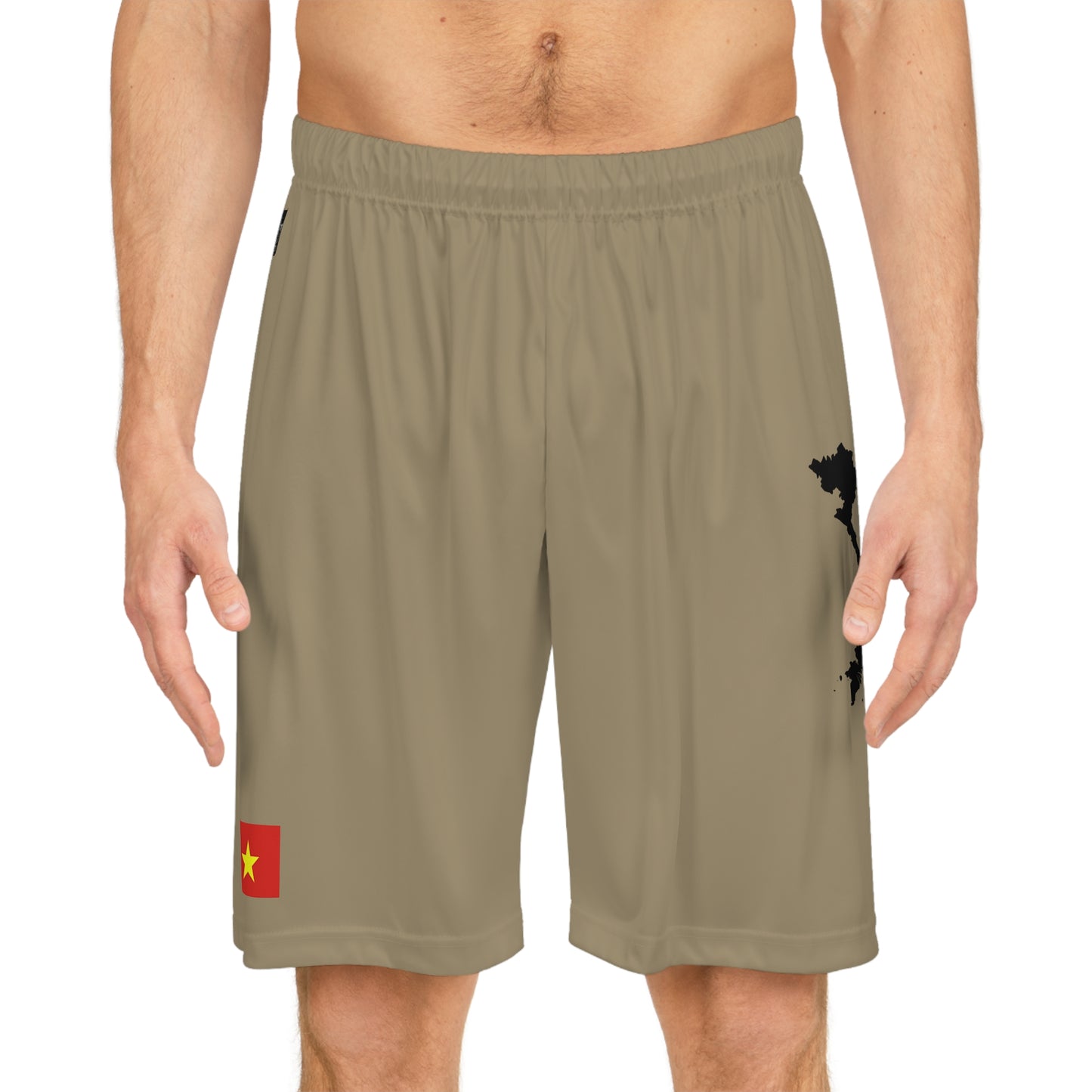 Vietnamese Pride Basketball Shorts Khaki
