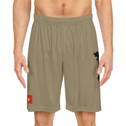 Vietnamese Pride Basketball Shorts Khaki