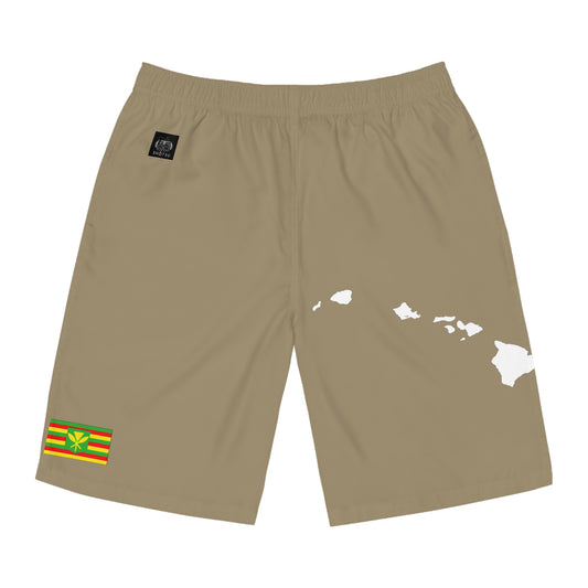 Hawaiian Pride Board Shorts Khaki/White