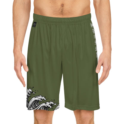Japanese Pride Wave of Kanagawa Basketball Shorts Green