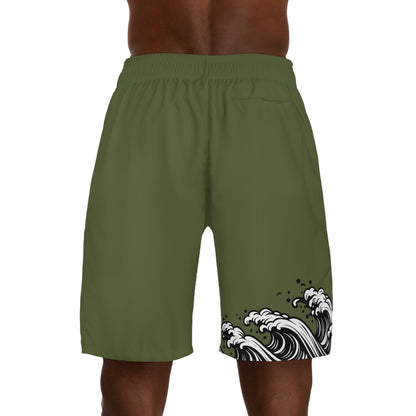Wave of Kanagawa / Sakura Jogger Shorts Green