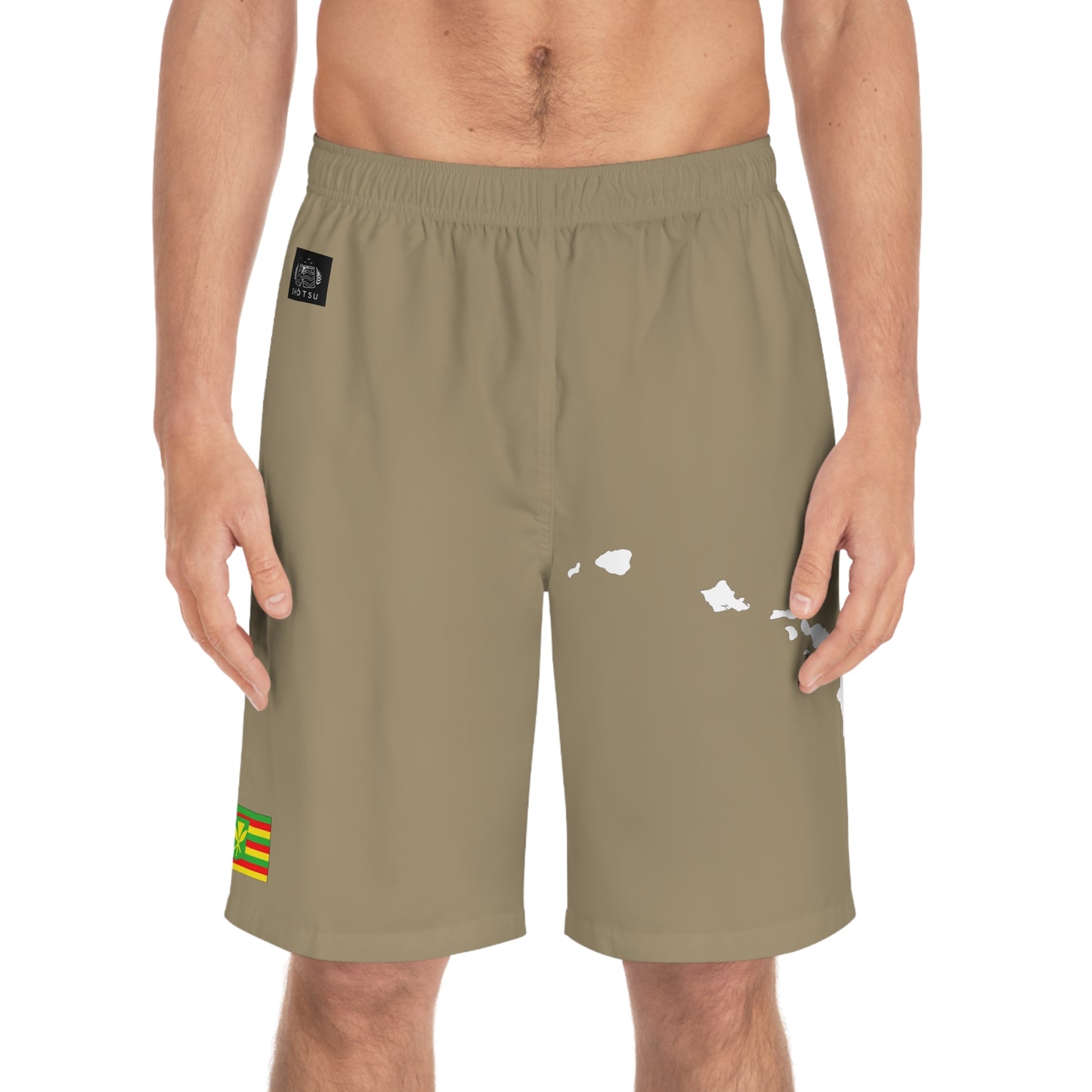 Hawaiian Pride Board Shorts Khaki/White