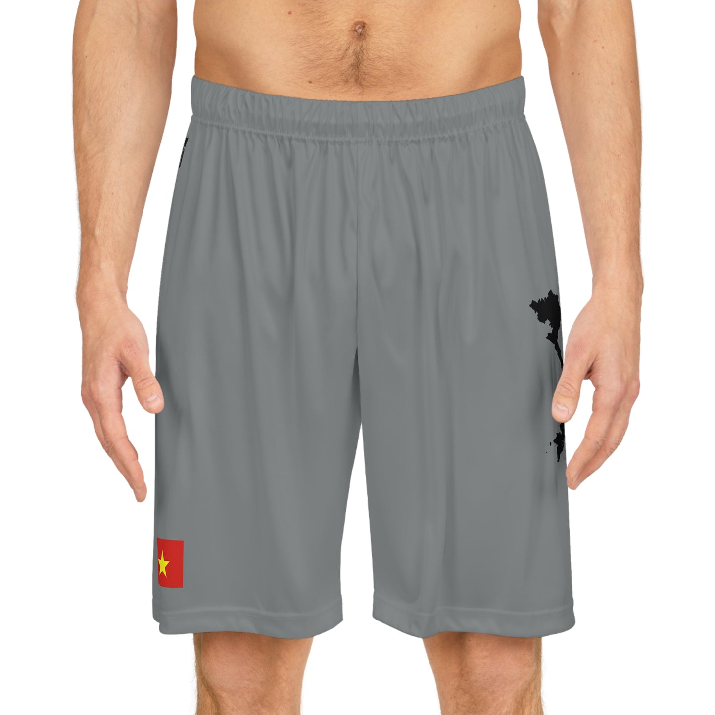 Vietnamese Pride Basketball Shorts Gray
