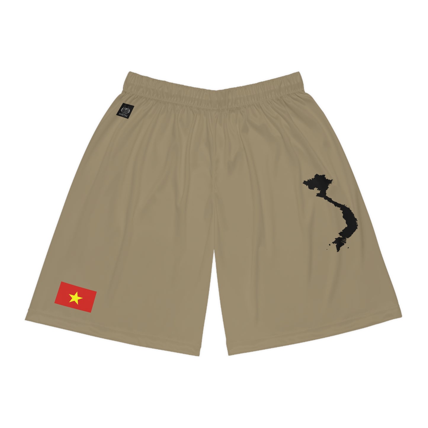 Vietnamese Pride Basketball Shorts Khaki