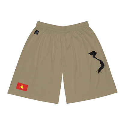 Vietnamese Pride Basketball Shorts Khaki