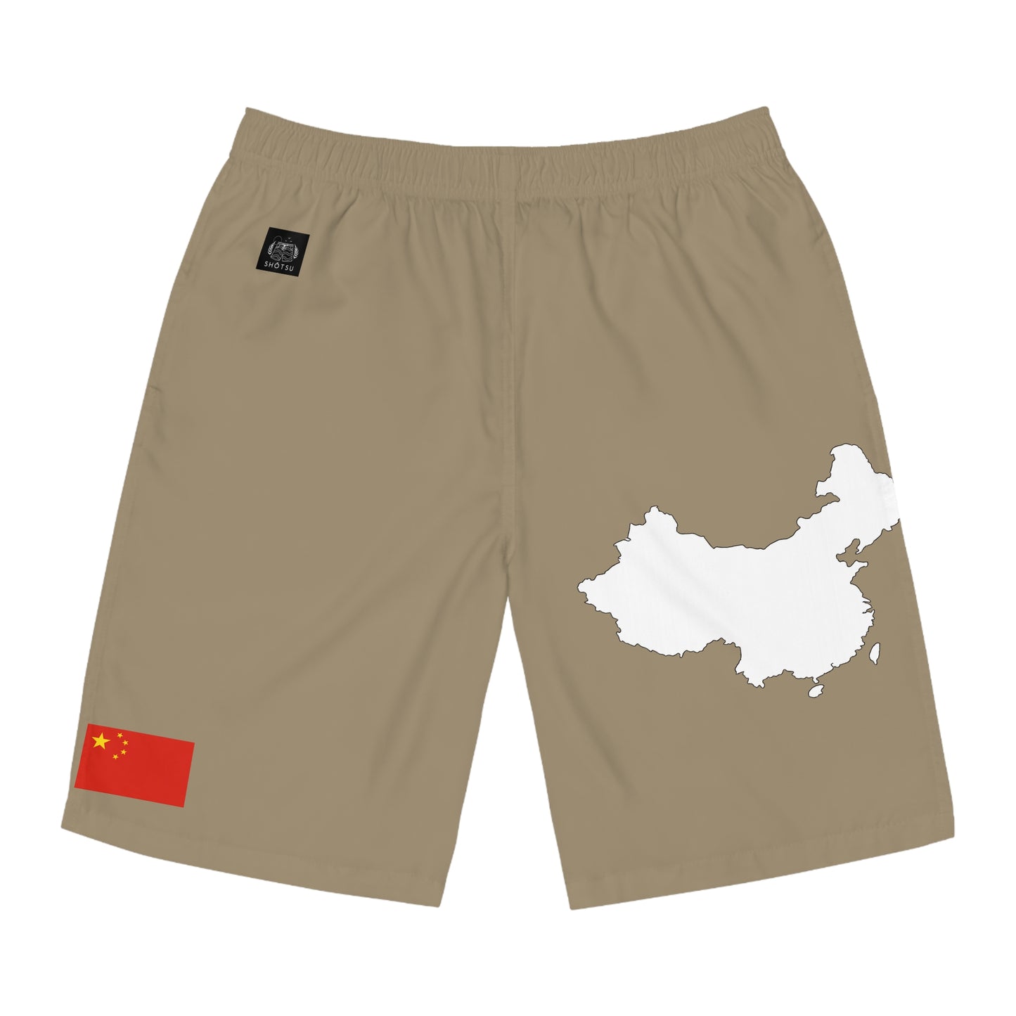 Chinese Pride Board Shorts White/Khaki