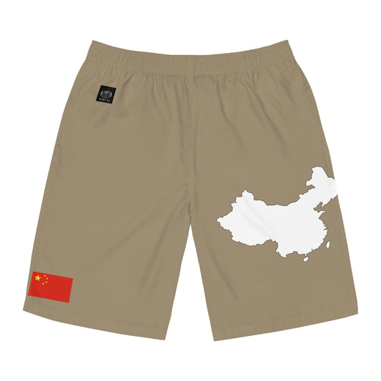 Chinese Pride Board Shorts White/Khaki