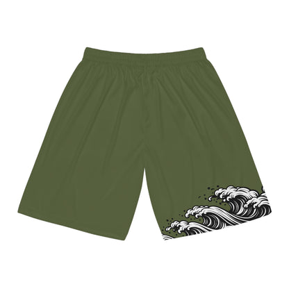 Japanese Pride Wave of Kanagawa Basketball Shorts Green