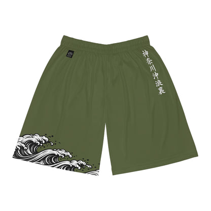 Japanese Pride Wave of Kanagawa Basketball Shorts Green